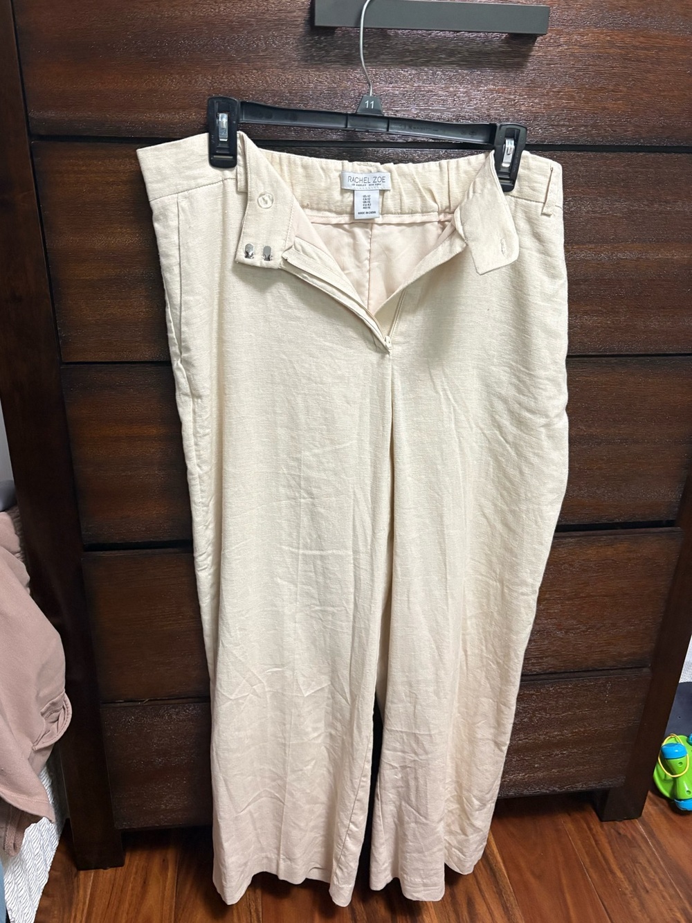 Rachel Zoe Ivory Wide-Leg Linen-Blend Trousers